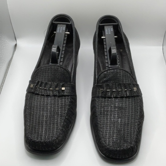 Stuart Weitzman Black Woven Leather Women’s Shoes, Size 8 - Picture 1 of 6